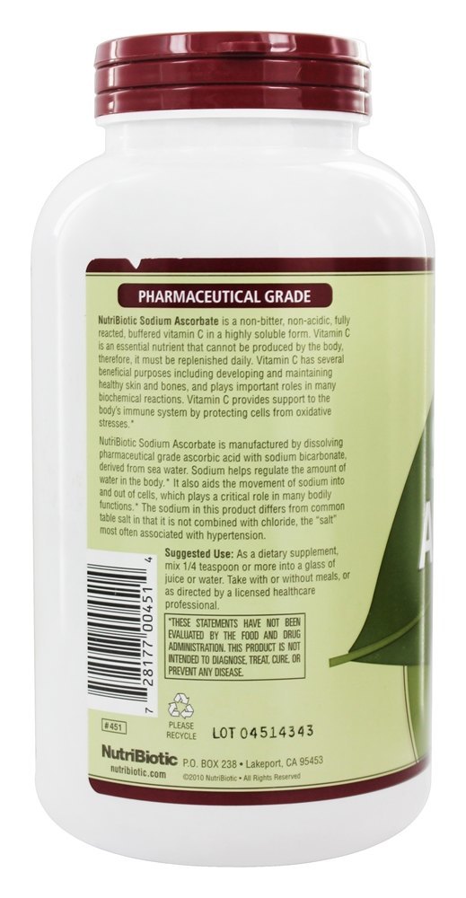 Ascorbato de sódio tamponado em pó cristalino - 16 oz. Nutribiotic - Imagem 3