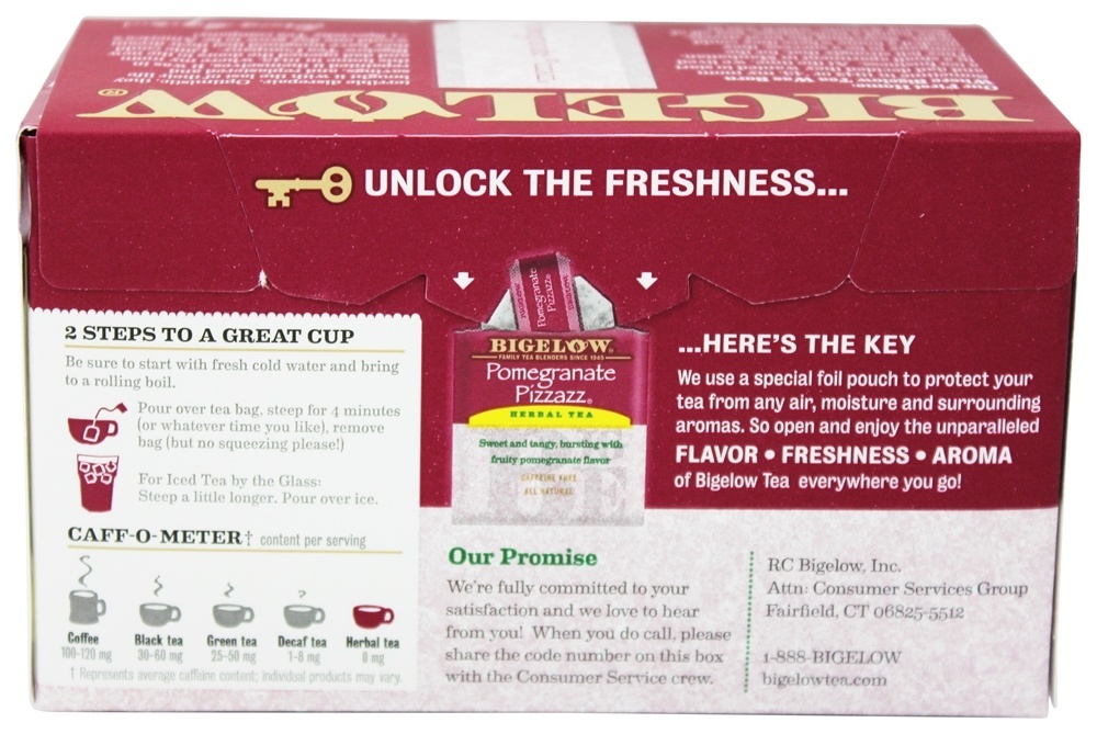 Pizzazz de Ervas Chá Pomegranate - 20 Saquinhos de Chá Bigelow Tea - Imagem 2