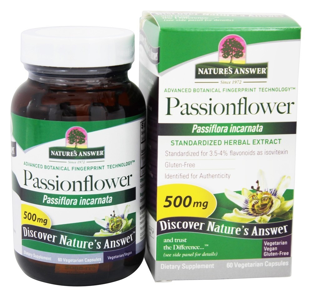 Passiflora Floração Tops Extrato Padronizado 500 mg. - Cápsulas vegetarianas 60 Nature's Answer