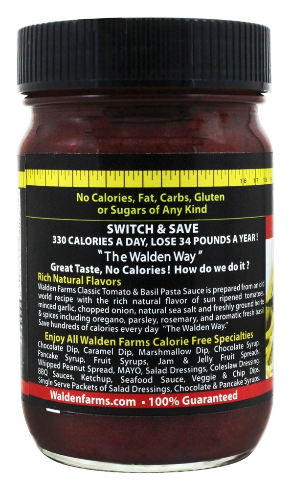 Molho de Macarrão com Calorias Grátis e Manjericão - 12 oz. Walden Farms - Imagem 3