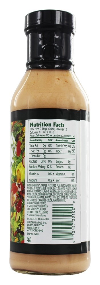 Molho de Salada Sem Calorias Mil Ilhas - 12 fl. oz. Walden Farms - Imagem 2