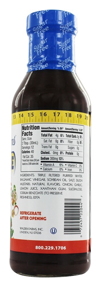 Vinagrete balsâmico com molho de salada sem açúcar - 12 fl. oz. Walden Farms - Imagem 2