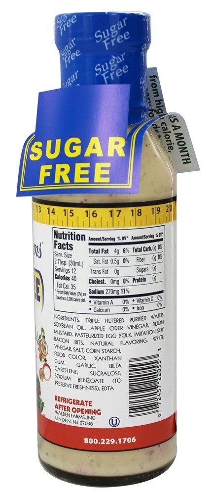Molho de Salada sem Açúcar Cremoso Bacon - 12 fl. oz. Walden Farms - Imagem 2