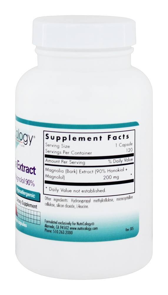 Extrato de Magnólia 200 mg. - Cápsulas vegetarianas 120 Nutricology - Imagem 2
