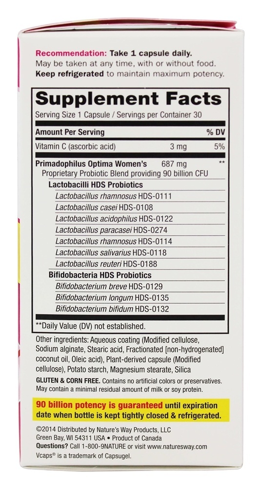 Primadophilus Optima Probiótico para Mulheres 90 Bilhões de UFC - 30 Cápsula (s) vegetal (s) Nature's Way - Imagem 2