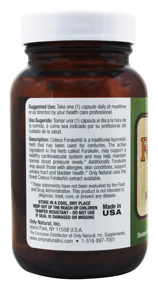 Forskolin 500 mg. - Cápsulas vegetarianas 50 Only Natural - Imagem 3