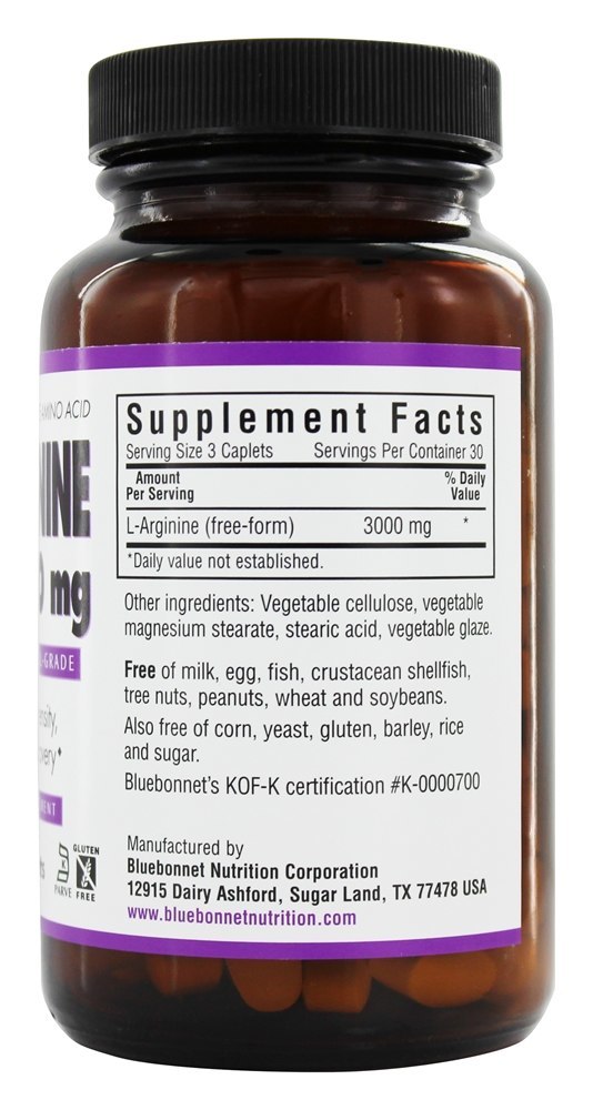 L-Arginina 1000 mg. - 90 Cápsulas Bluebonnet Nutrition - Imagem 2