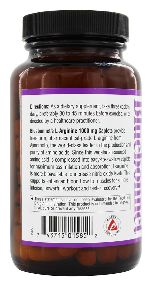 L-Arginina 1000 mg. - 90 Cápsulas Bluebonnet Nutrition - Imagem 3