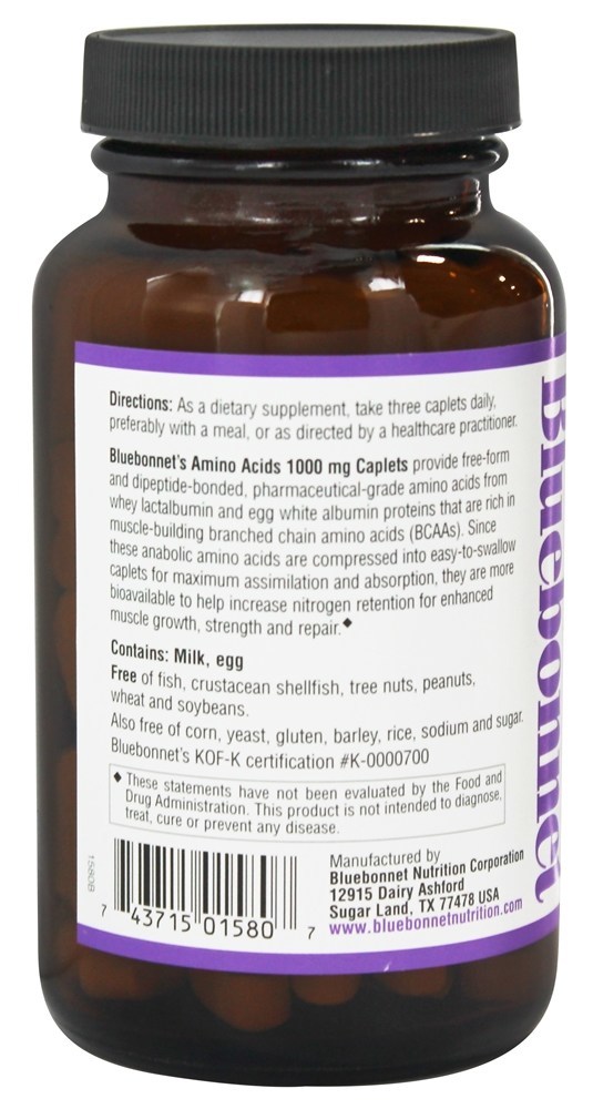 Aminoácidos 1000 mg. - 90 Cápsulas Bluebonnet Nutrition - Imagem 2
