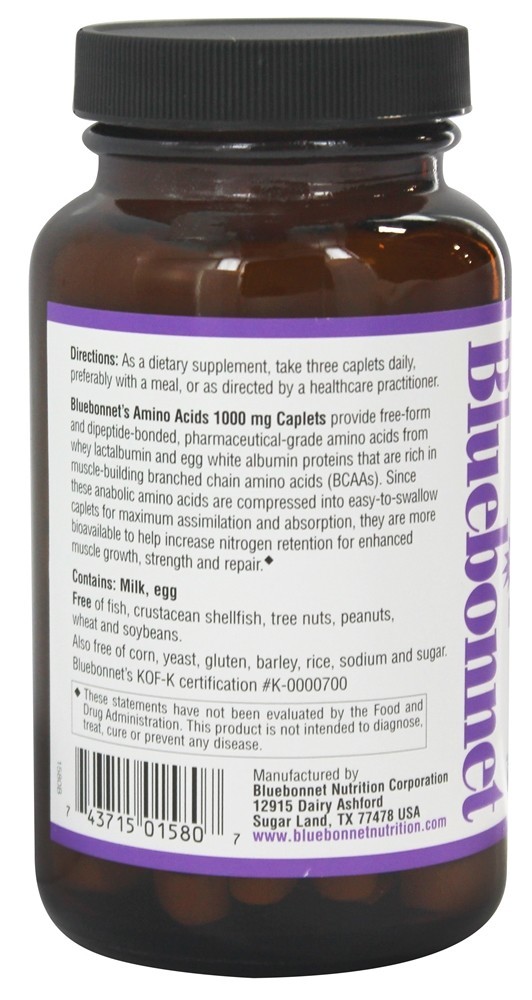 Aminoácidos 1000 mg. - 90 Cápsulas Bluebonnet Nutrition - Imagem 3
