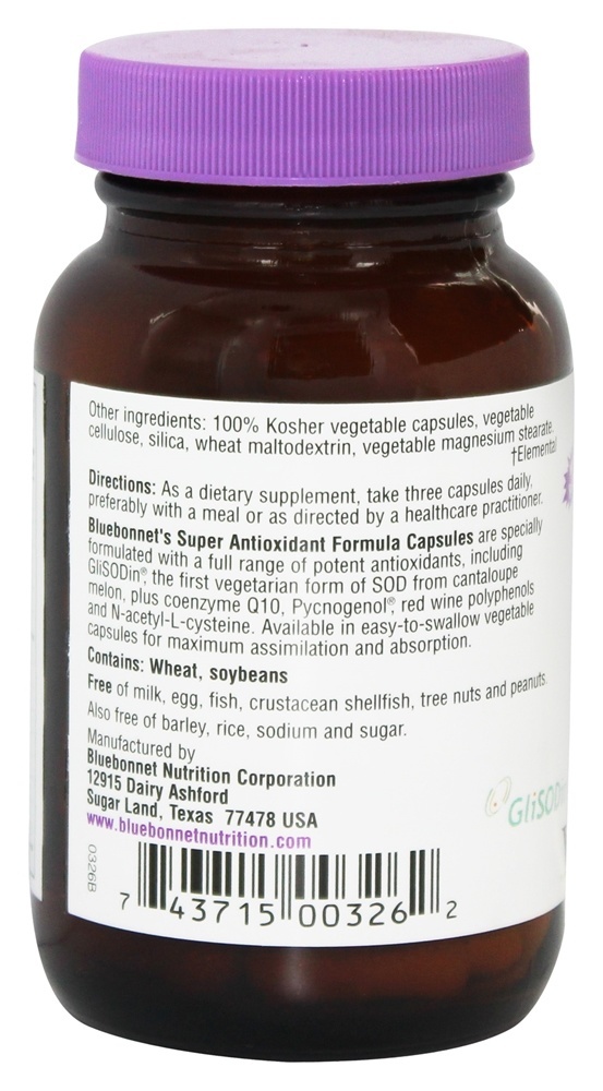 Fórmula Super Antioxidante - Cápsulas vegetarianas 60 Bluebonnet Nutrition - Imagem 3