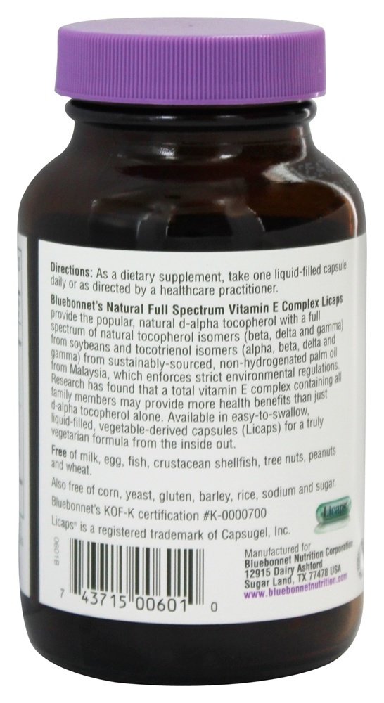 Complexo de Vitamina E - 60 Cápsulas Bluebonnet Nutrition líquido Bluebonnet Nutrition - Imagem 3