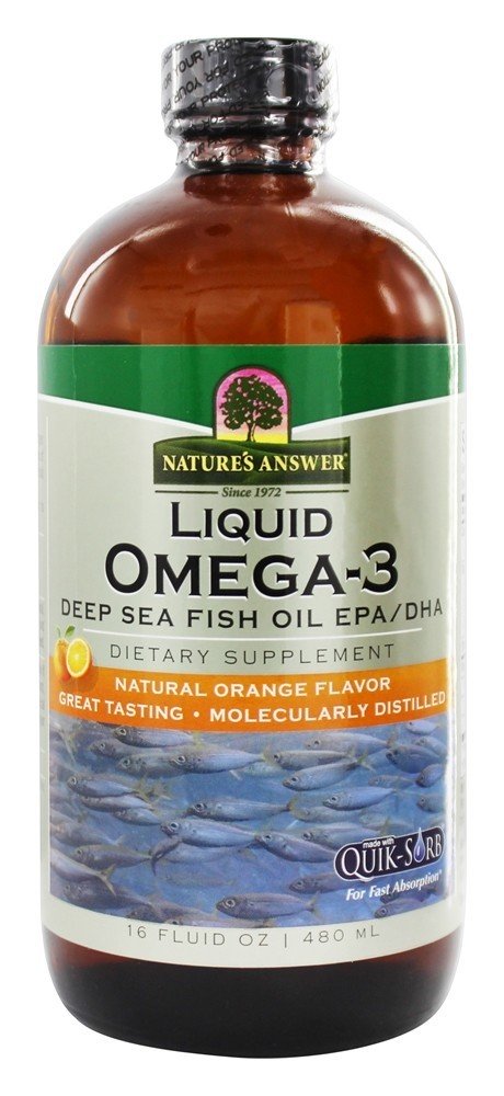 Líquido Omega - 3 Óleo de Peixe de Mar Profundo EPA / DHA Sabor Natural de Laranja - 16 fl. oz. Nature's Answer