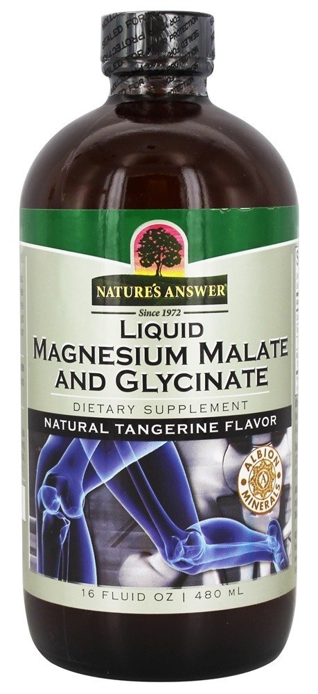 Malato de Magnésio Líquido e Sabor Natural de Tangerina Glicinato - 16 fl. oz. Nature's Answer