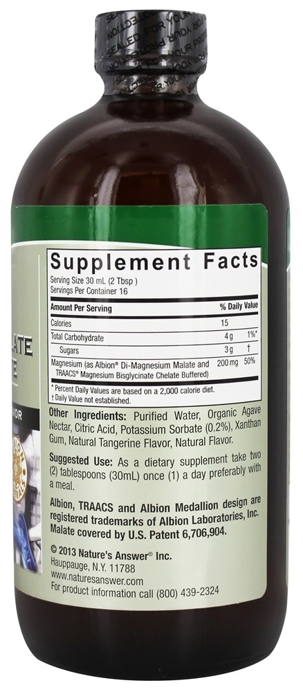 Malato de Magnésio Líquido e Sabor Natural de Tangerina Glicinato - 16 fl. oz. Nature's Answer - Imagem 2