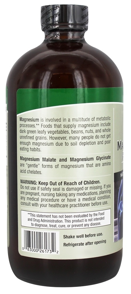 Malato de Magnésio Líquido e Sabor Natural de Tangerina Glicinato - 16 fl. oz. Nature's Answer - Imagem 3