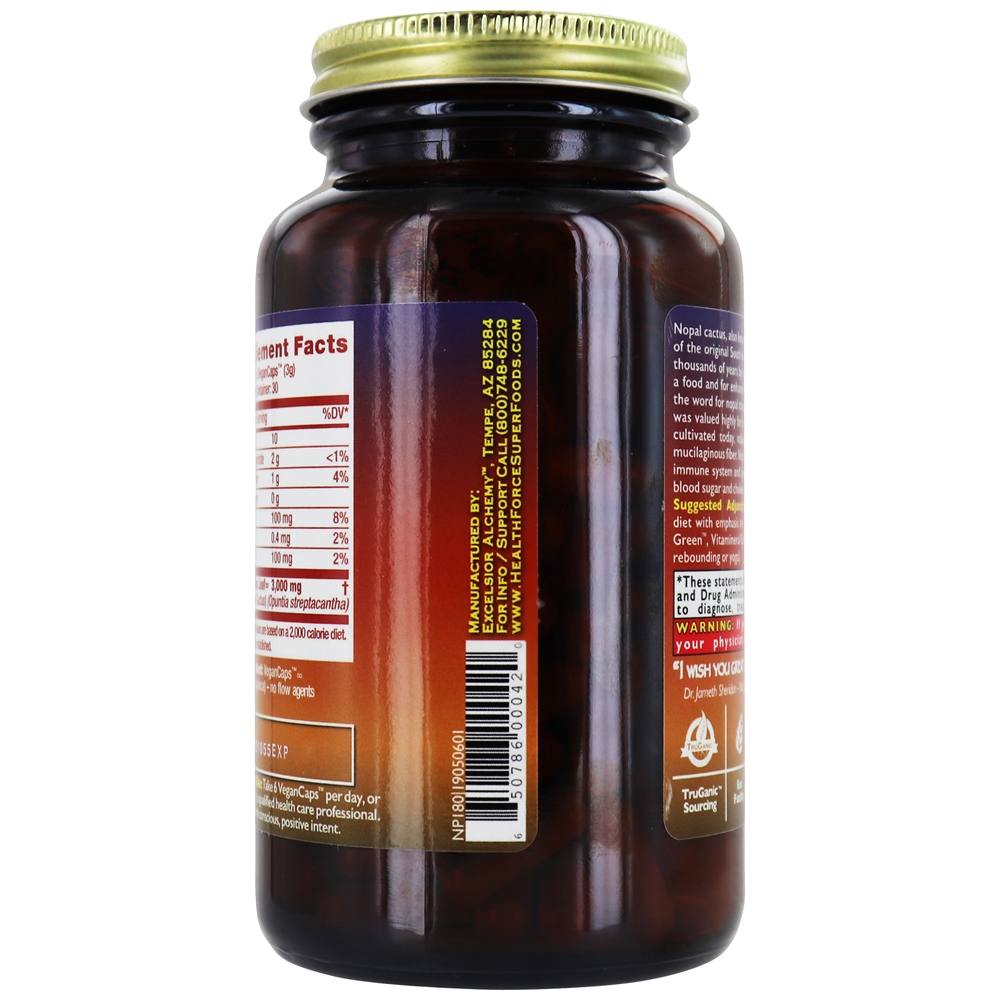 Açúcar no sangue Nopal - 180 Tampas veganas HealthForce Superfoods - Imagem 4