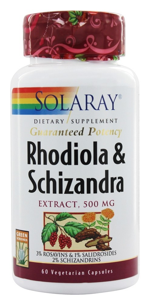 Extrato de Rhodiola e Schizandra 500 mg. - Cápsulas vegetarianas 60 Solaray