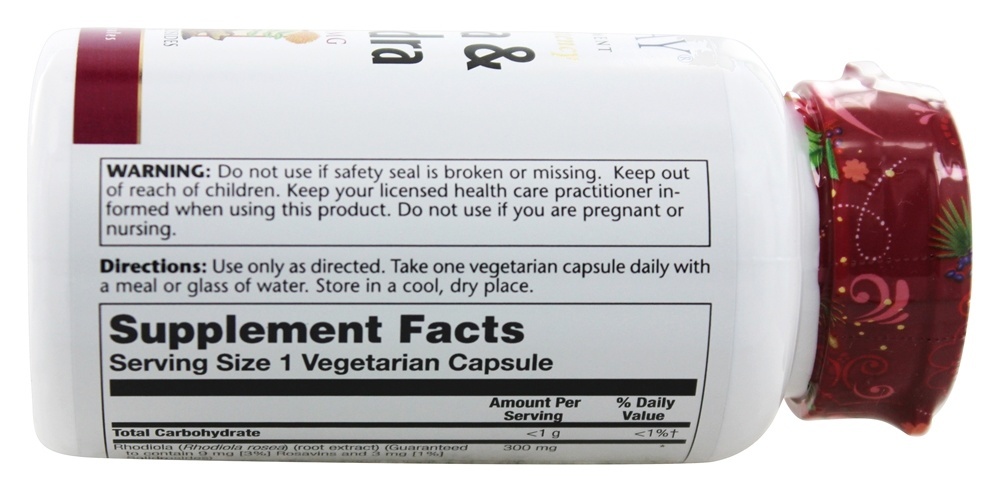 Extrato de Rhodiola e Schizandra 500 mg. - Cápsulas vegetarianas 60 Solaray - Imagem 3