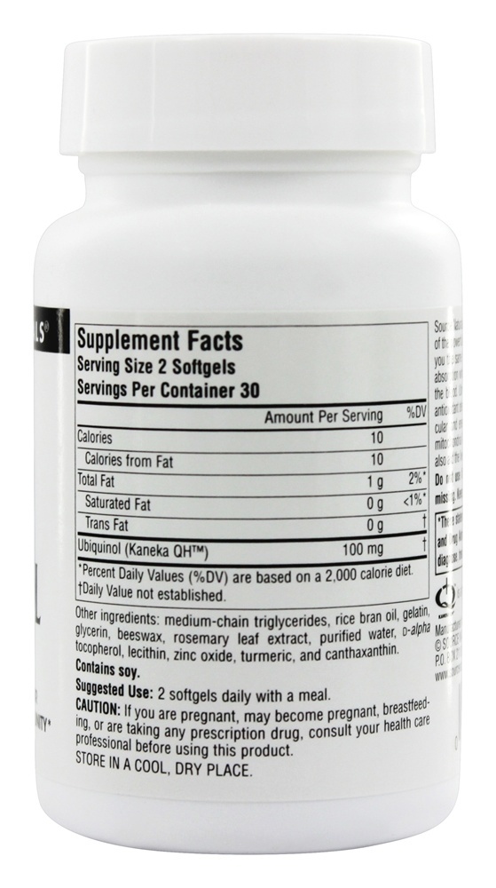 Ubiquinol CoQH forma ativa de CoQ10 para cérebro do coração e imunidade 50 mg. - 60 Softgels Source Naturals - Imagem 2