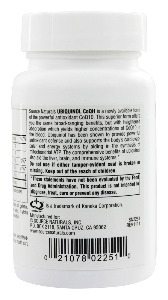 Ubiquinol CoQH forma ativa de CoQ10 para cérebro do coração e imunidade 50 mg. - 60 Softgels Source Naturals - Imagem 3