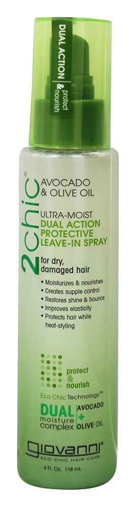 2Chic abacate e azeite de oliva Ultra-Moist dupla ação de proteção leave-in spray - 4 fl. oz. Giovanni