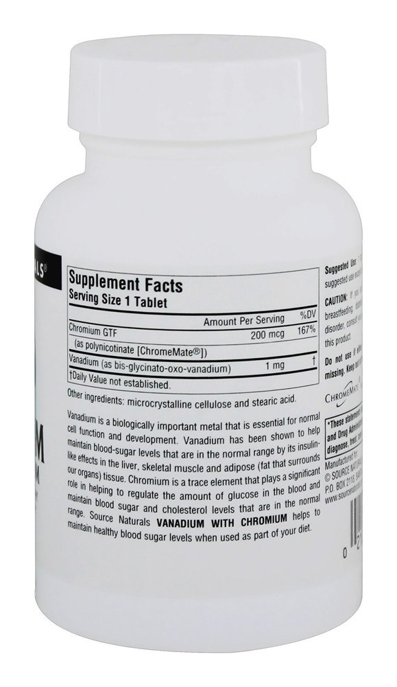 Vanádio Com Cromo - 180 Tablets Source Naturals - Imagem 2