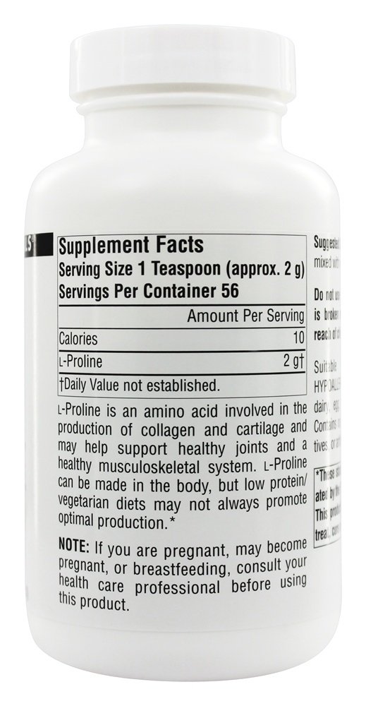 L-prolina em pó - 4 oz. Source Naturals - Imagem 2