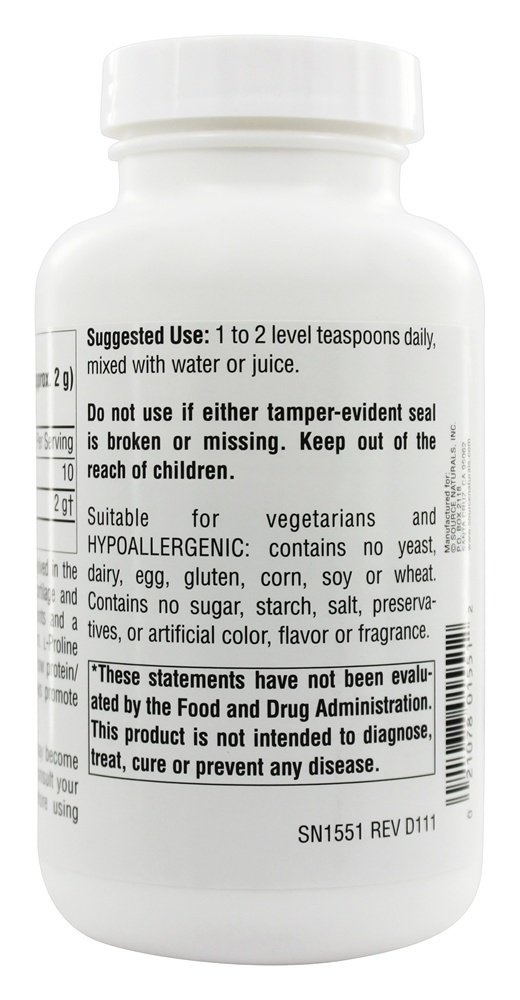 L-prolina em pó - 4 oz. Source Naturals - Imagem 3
