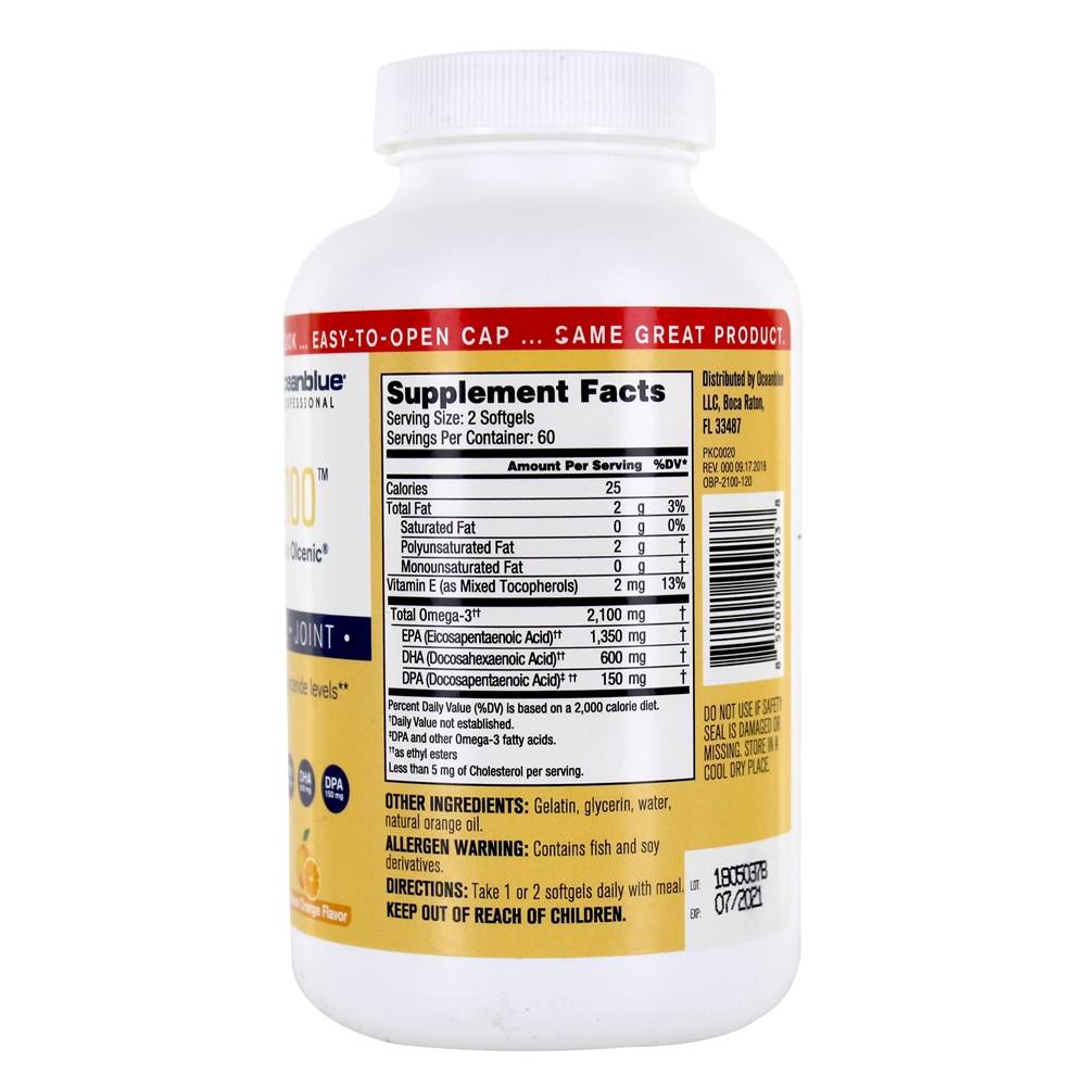 Omega-3 2100 Sabor Natural de Laranja 2100 mg. - 120 Softgels Oceanblue - Imagem 2