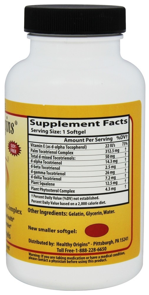 Natural Tocomin Suprabio 50 mg. - 150 Softgels Healthy Origins - Imagem 2