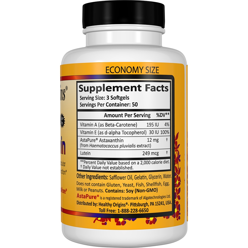 Astaxantina 4 mg. - 150 Softgels Healthy Origins - Imagem 2