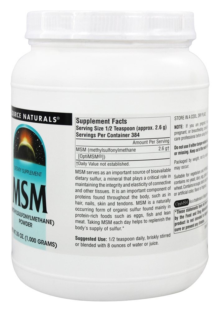 MSM Metilsulfonilmetano Pó - 35 oz. Source Naturals - Imagem 2