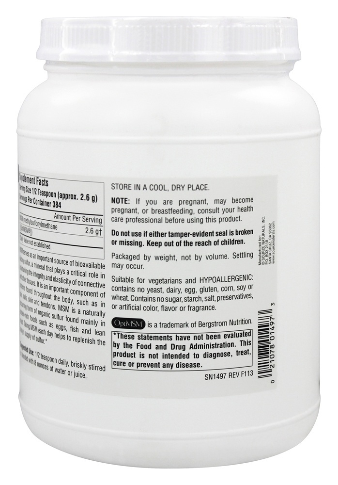 MSM Metilsulfonilmetano Pó - 35 oz. Source Naturals - Imagem 3