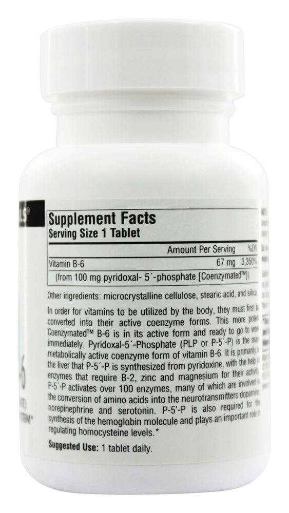 Coenzima B6 100 mg. - 60 Tablets Source Naturals - Imagem 2