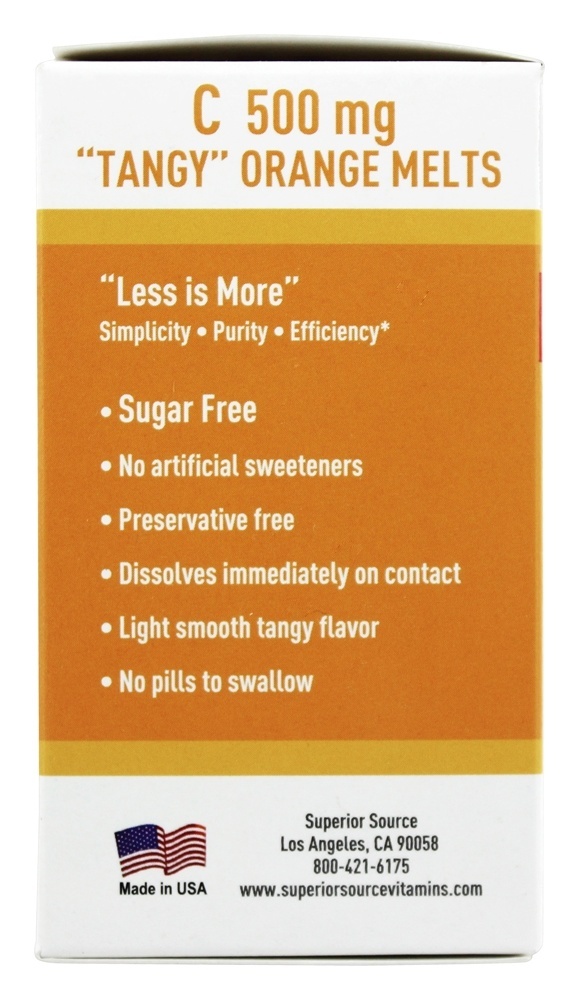 A Vitamina C Derrete Instantânea Dissolve Laranja Envernizada 500 mg. - 90 Tablets Superior Source - Imagem 4