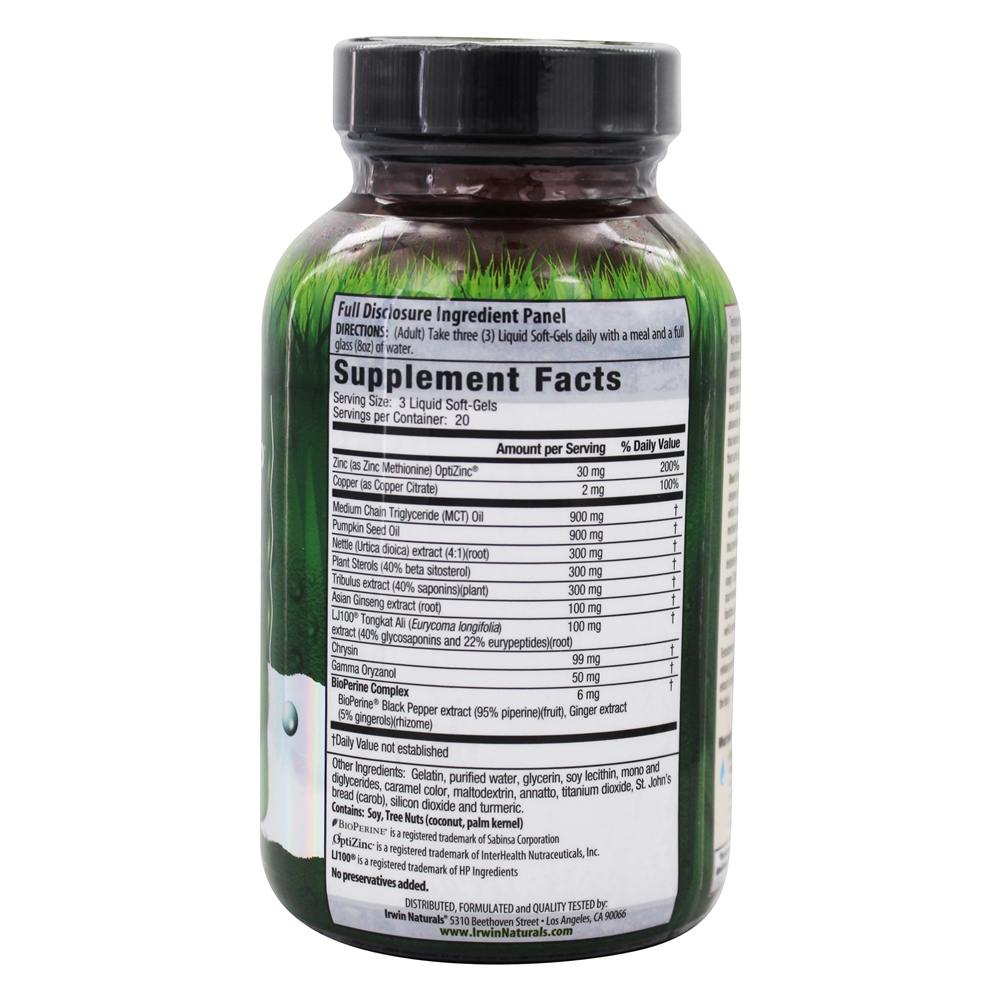 Testosterona ACIMA com Longjack LJ100 poderoso - 60 Softgels líquidos Irwin Naturals - Imagem 2
