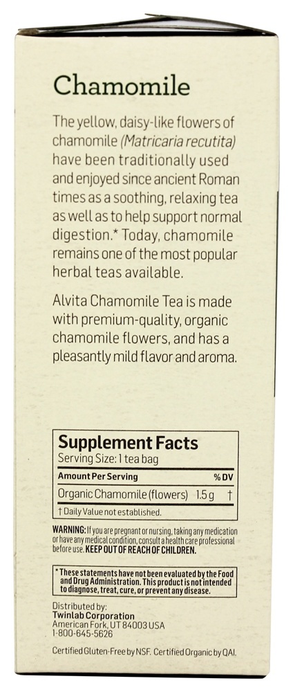 Chá de camomila orgânica sem cafeína - 24 Saquinhos de Chá Alvita - Imagem 2