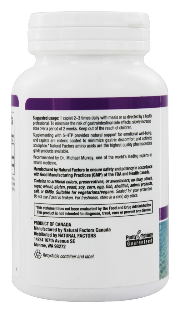 Stress-Relax 5-HTP para o Bem-Estar Emocional 100 mg. - 120 Comprimidos com Natural Factors entérico Natural Factors - Imagem 3