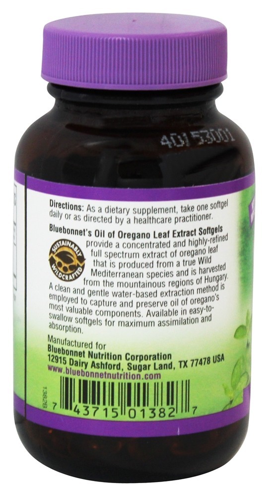 Óleo de extrato de folha de orégano 150 mg. - 60 Softgels Bluebonnet Nutrition - Imagem 3