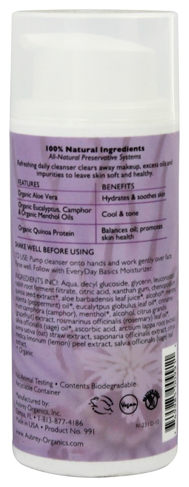 EveryDay Basics Gel de limpeza para pele normal / oleosa - 3.4 fl. oz. Aubrey Organics - Imagem 2