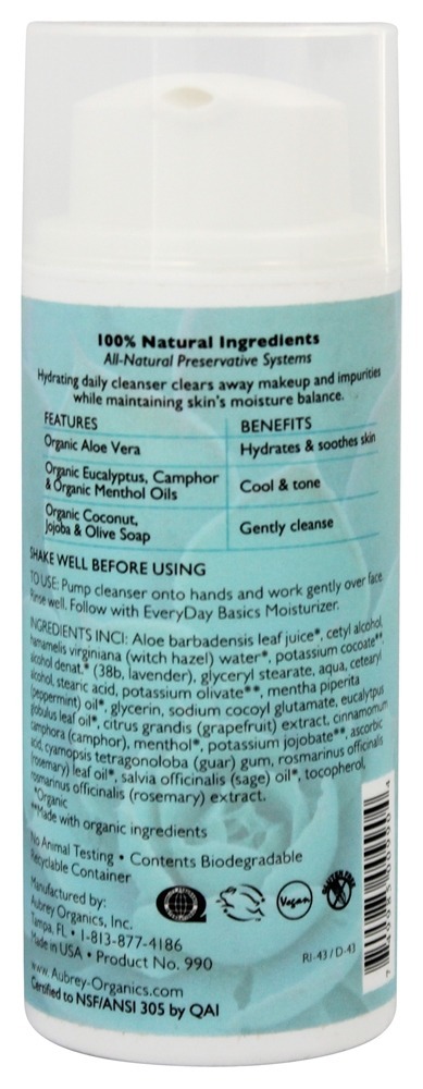 EveryDay Basics Creme de Limpeza Para Pele Normal / Seca - 3.4 fl. oz. Aubrey Organics - Imagem 2