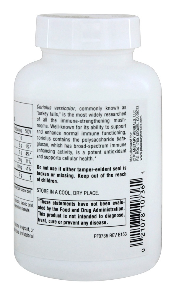Coriolus Completo Spectrum 1000 mg. - 60 Tablet (s) Planetary Herbals - Imagem 3