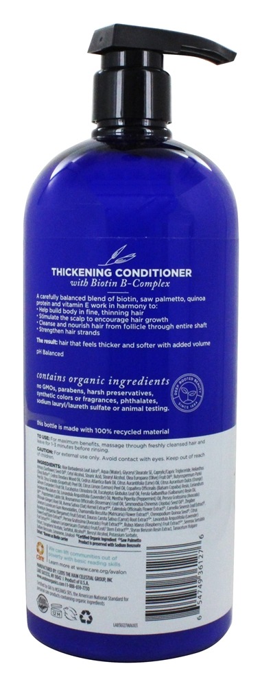 Condicionador Espessamento Biotina B Complex - 32 fl. oz. Avalon Organics - Imagem 2