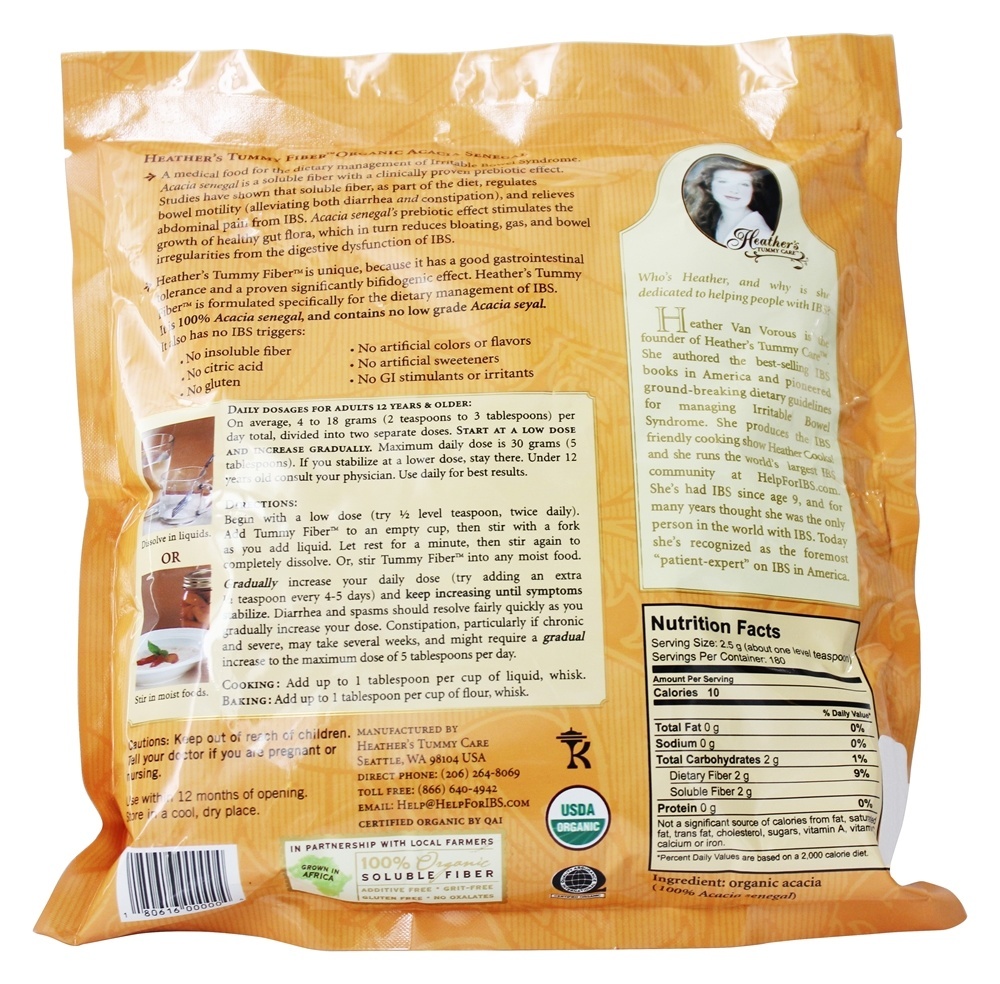 Bolsa de pó de acácia orgânica Senegal de fibra de barriga - 16 oz. Heather's Tummy Care - Imagem 2