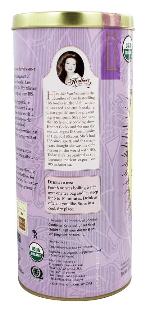Saquinhos de chá extra grandes do Peppermint orgânico do chá da barriga - 36 Saquinhos de Chá Heather's Tummy Care - Imagem 2