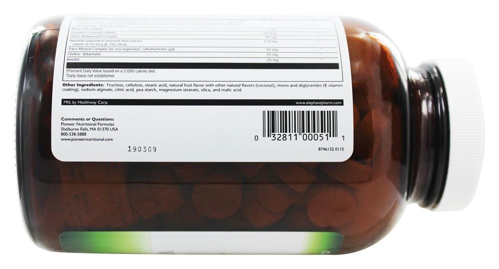 Sabor de Vitamina Mineral Ferro-Livre Mastigável - 180 Mastigáveis Pioneer - Imagem 2