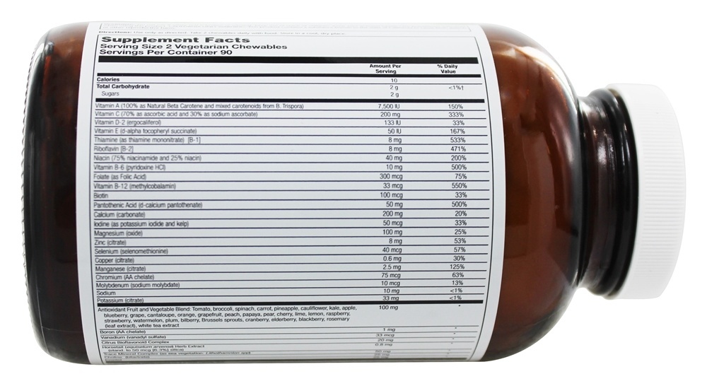 Sabor de Vitamina Mineral Ferro-Livre Mastigável - 180 Mastigáveis Pioneer - Imagem 3