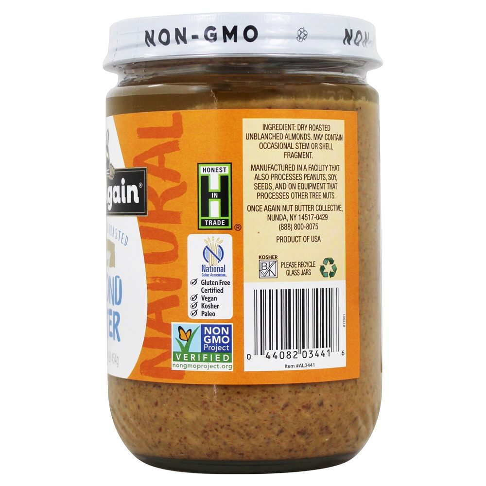 Sal cremoso de manteiga de amêndoa natural sem açúcar e torrado - 16 oz. Once Again - Imagem 3