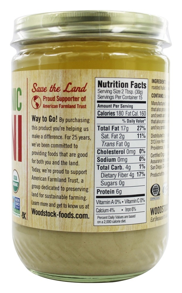 Tahini de gergelim orgânico sem sal - 16 oz. Woodstock Farms - Imagem 2